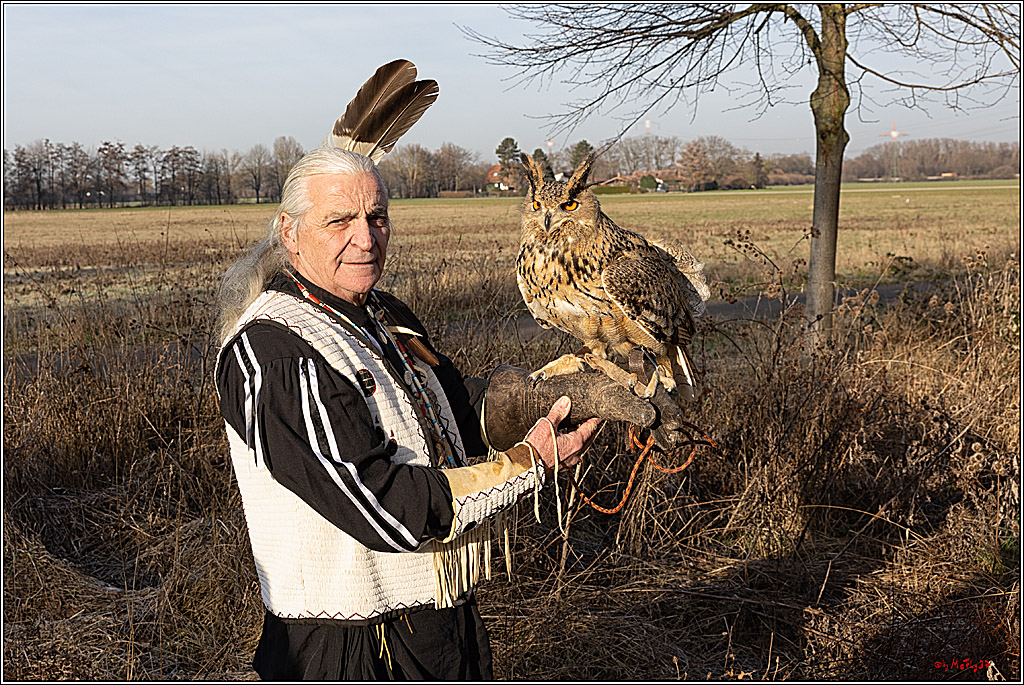 Cheyenne-Halbblut Hunting Wolf in der Falknerei Pierre Schmidt; Gymnich, 09.02.2023